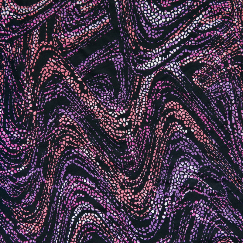 Swim Knit Nylon Spandex Jaguar Pebble Waves Purple/Pink
