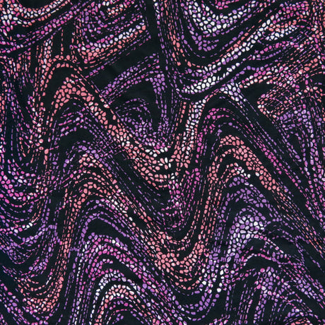 Swim Knit Nylon Spandex Jaguar Pebble Waves Purple/Pink