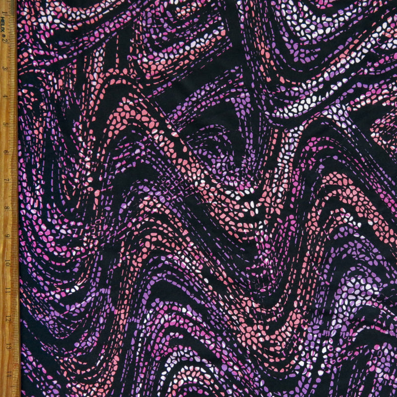 Swim Knit Nylon Spandex Jaguar Pebble Waves Purple/Pink