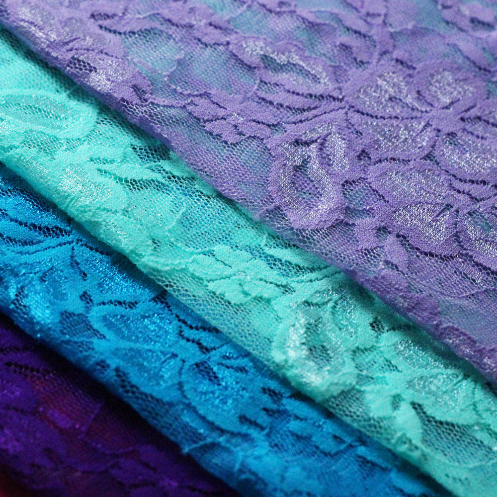 Jasmine Stretch Lace Nylon Spandex Fabric - Assorted Colors, Floral Lace, 58/60" Width (1 Yard)