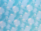 Poly Spandex Swimsuit Fabric Jellyfish Print Blue Green