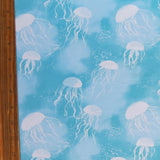 Poly Spandex Swimsuit Fabric Jellyfish Print Blue Green