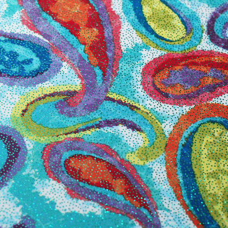 Jesty Paisley Polyester Spandex Fabric - Multi-Color Paisley Print, 58/60" Width (1 Yard)