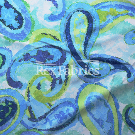 Jesty Paisley Polyester Spandex Fabric - Multi-Color Paisley Print, 58/60" Width (1 Yard)