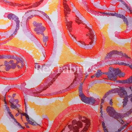 Jesty Paisley Polyester Spandex Fabric - Multi-Color Paisley Print, 58/60" Width (1 Yard)
