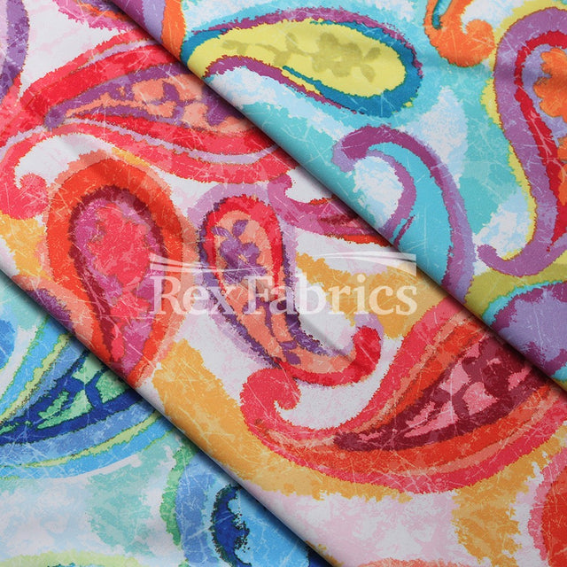 Jesty Paisley Polyester Spandex Fabric - Multi-Color Paisley Print, 58/60" Width (1 Yard)