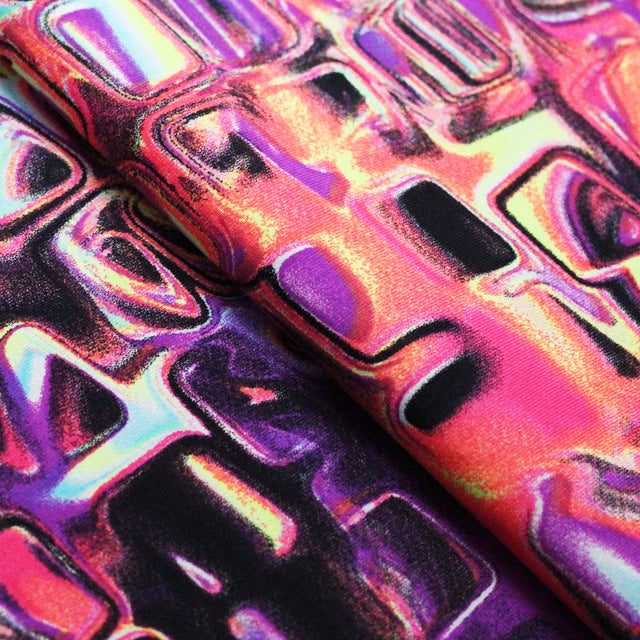 Stonehenge Nylon Spandex Fabric - Brite And Jewel, Geometric Abstract Print, 58-60" Width (1 Yard)