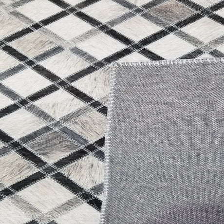 Vegan Diamond Patchwork Polyester Fabric - Gray Black Faux Hide Cowhide, Diamond Patchwork, 10' X 13' (1 Piece)