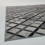 Vegan Diamond Patchwork Polyester Fabric - Gray Black Faux Hide Cowhide, Diamond Patchwork, 10' X 13' (1 Piece)