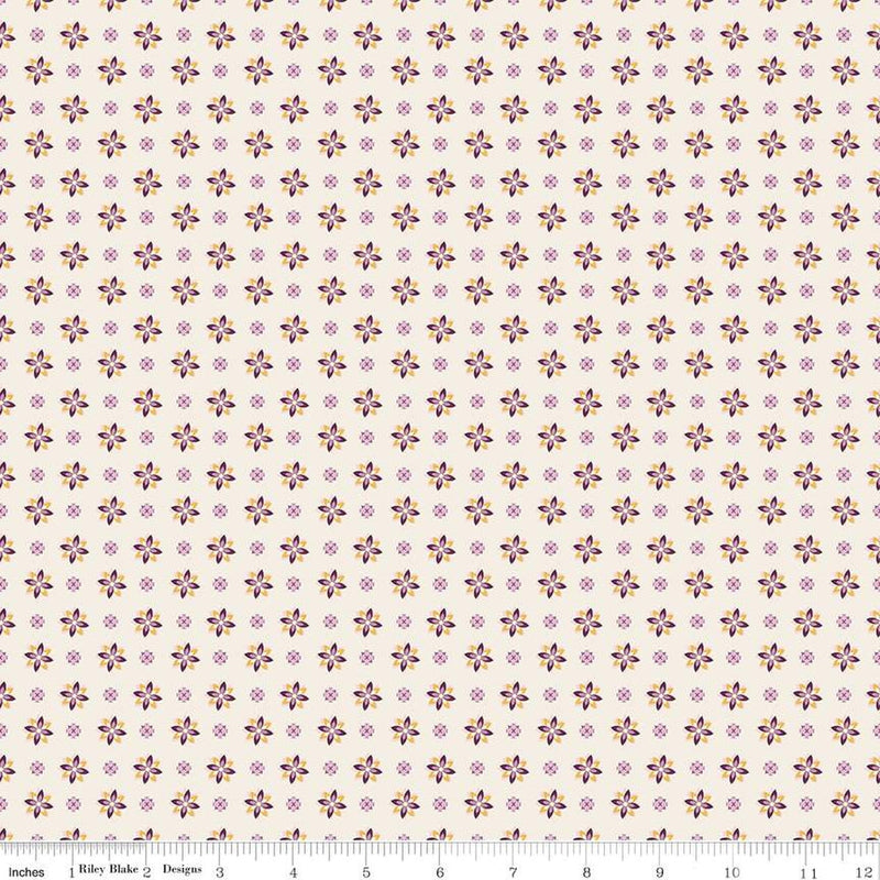 Cotton Calico Cream Juju's Petals Fabric 43/44"