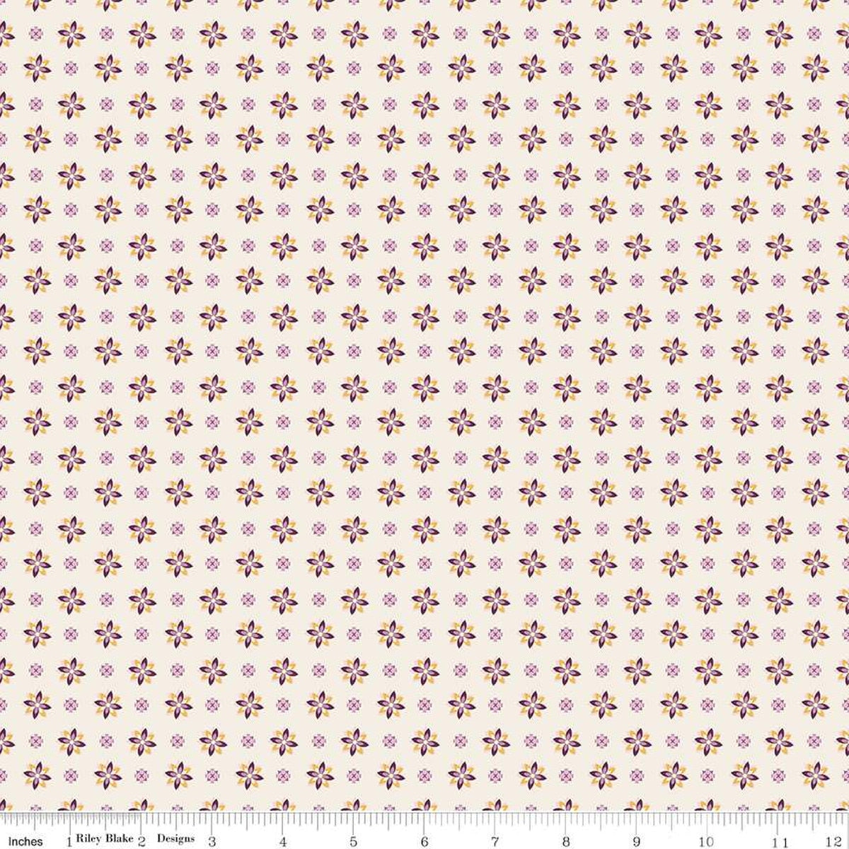 Cotton Calico Cream Juju's Petals Fabric 43/44"