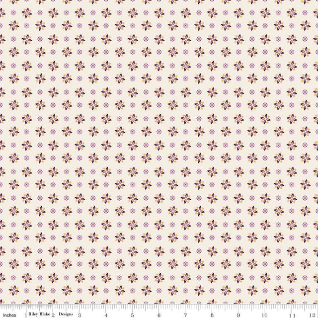Cotton Calico Cream Juju's Petals Fabric 43/44"