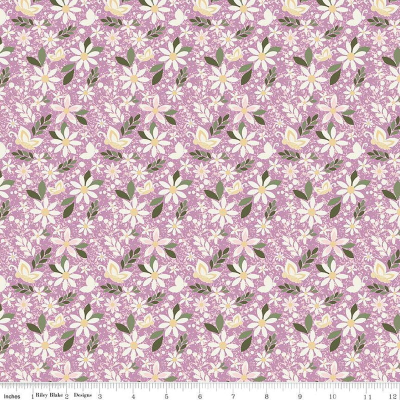 Cotton Print Juju's Petals Dance Lilac Fabric 43/44"