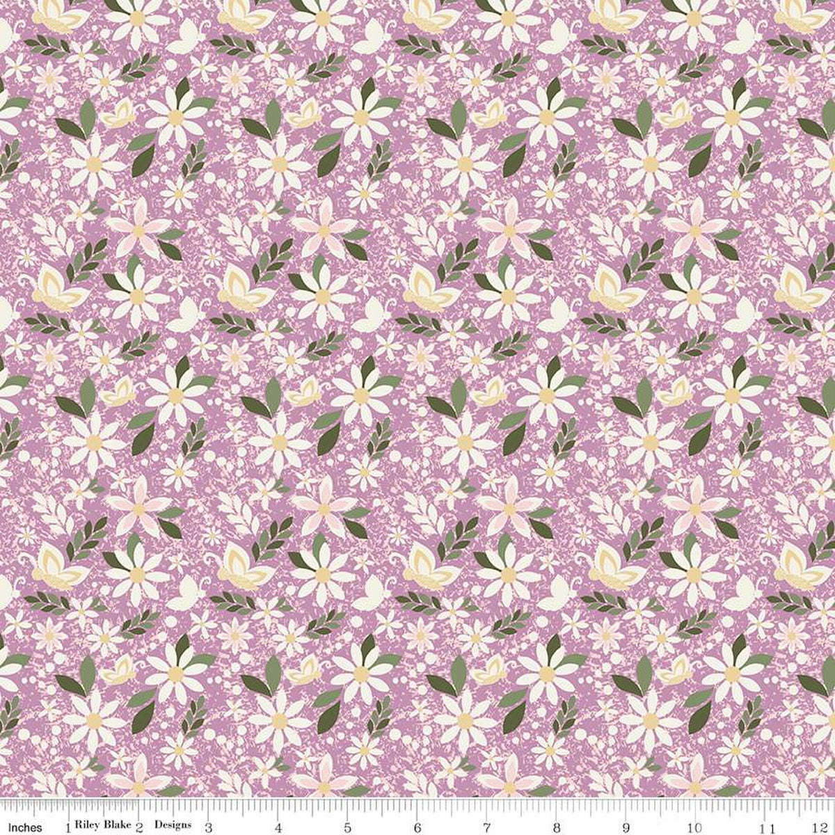 Cotton Print Juju's Petals Dance Lilac Fabric 43/44"