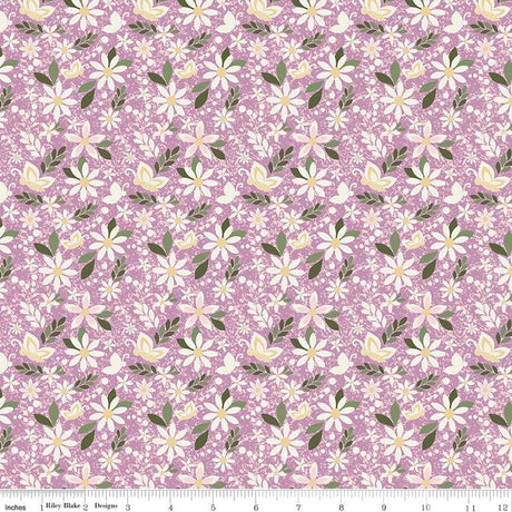 Cotton Print Juju's Petals Dance Lilac Fabric 43/44"