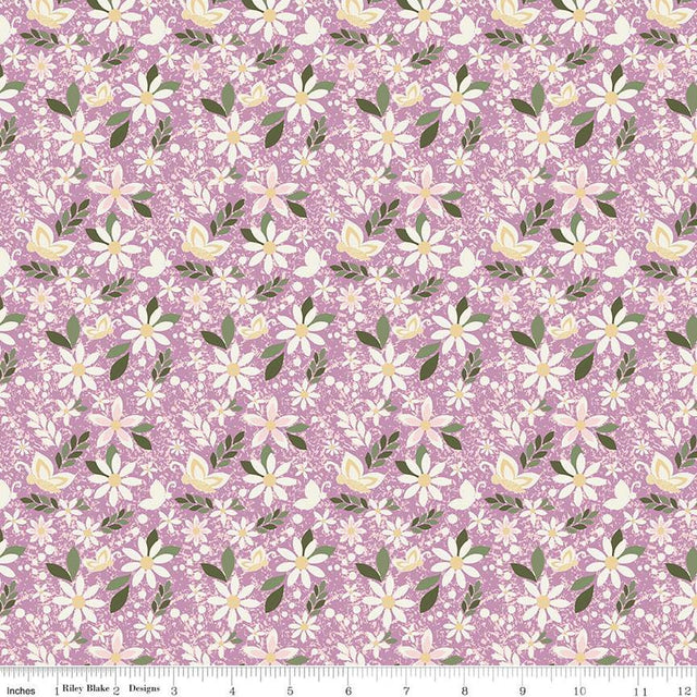 Cotton Print Juju's Petals Dance Lilac Fabric 43/44"