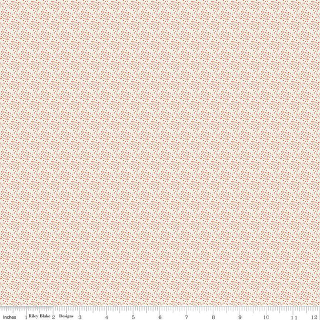 Cotton Print Juju's Petals Dots Cream Fabric 43/44"