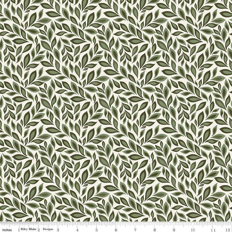 Cotton Print Juju's Petals Leaves Cream 43/44" Fabric