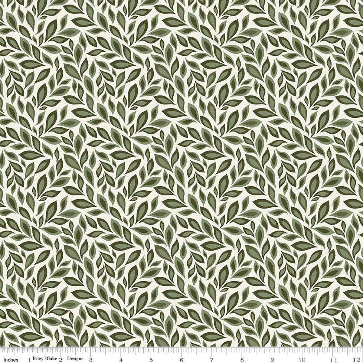 Cotton Print Juju's Petals Leaves Cream 43/44" Fabric