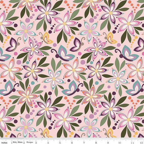 Cotton Print Juju's Petals Main Pink 43/44" Fabric
