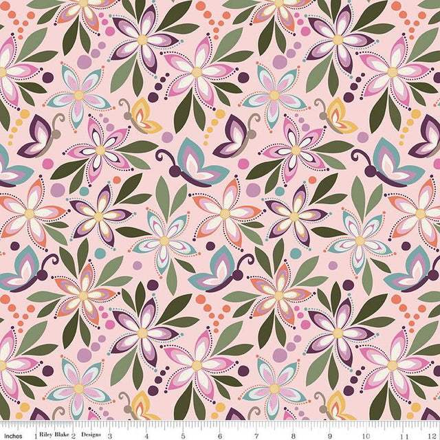 Cotton Print Juju's Petals Main Pink 43/44" Fabric