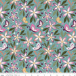 Cotton Print Juju's Petals Main Teal Fabric