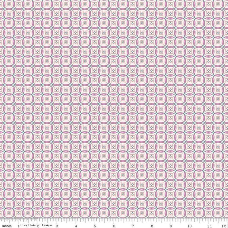 Cotton Print Juju's Petals Mosaic Lilac Fabric 43/44"