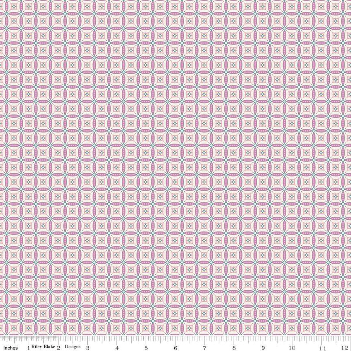 Cotton Print Juju's Petals Mosaic Lilac Fabric 43/44"