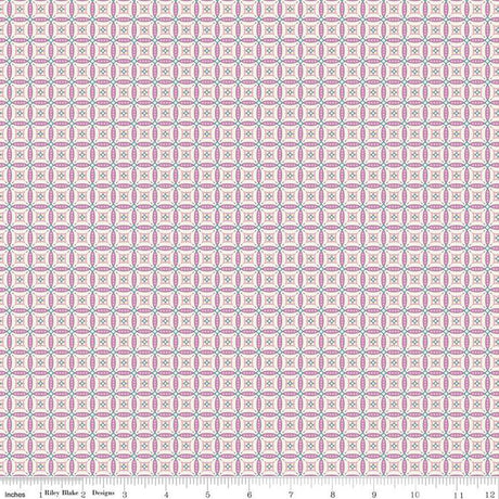Cotton Print Juju's Petals Mosaic Lilac Fabric 43/44"