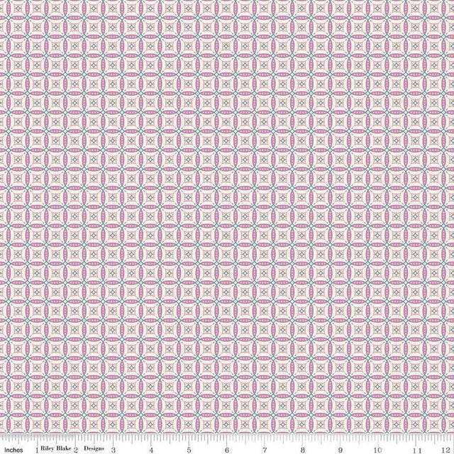 Cotton Print Juju's Petals Mosaic Lilac Fabric 43/44"