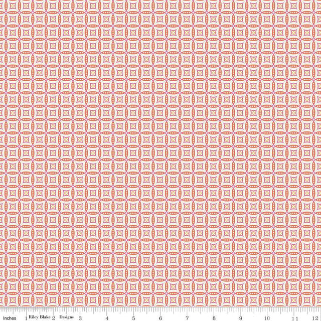 Cotton Quilting Fabric Juju's Petals Mosaic Orange 43/44"