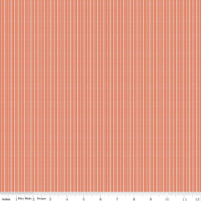 Cotton Print Fabric Juju's Petals Stripes Orange 43/44"