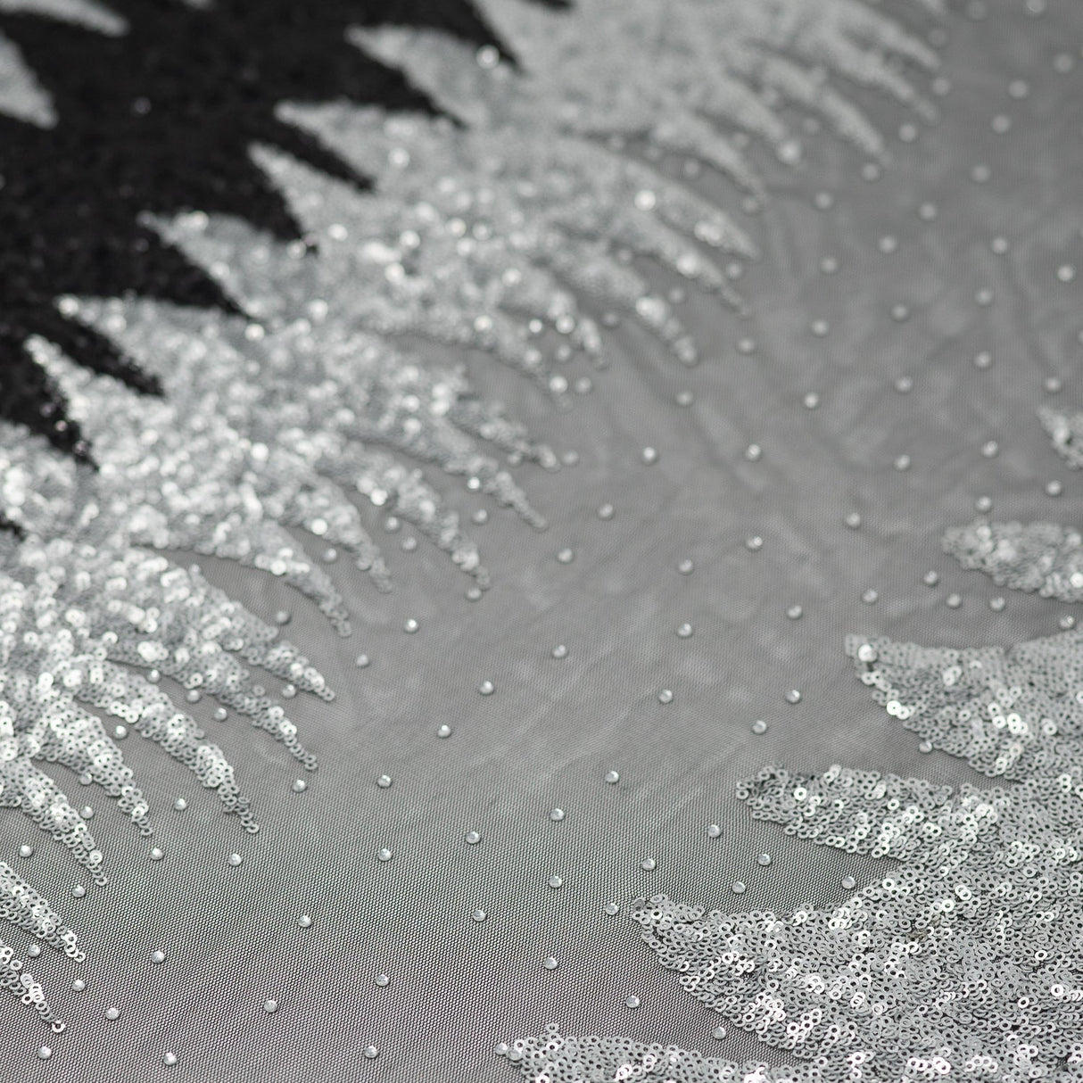 Julia Mesh Sequin Polyester Spandex Fabric - Sequin Embroidered Mesh, Blue Moon, 58" Width (1 Yard)