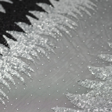Julia Mesh Sequin Polyester Spandex Fabric - Sequin Embroidered Mesh, 58/56" Cut Width, 50" Usable Width (1 Yard)