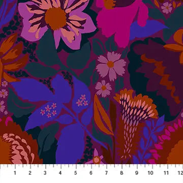 Cotton Floral Wideback Fabric Purple Multi
