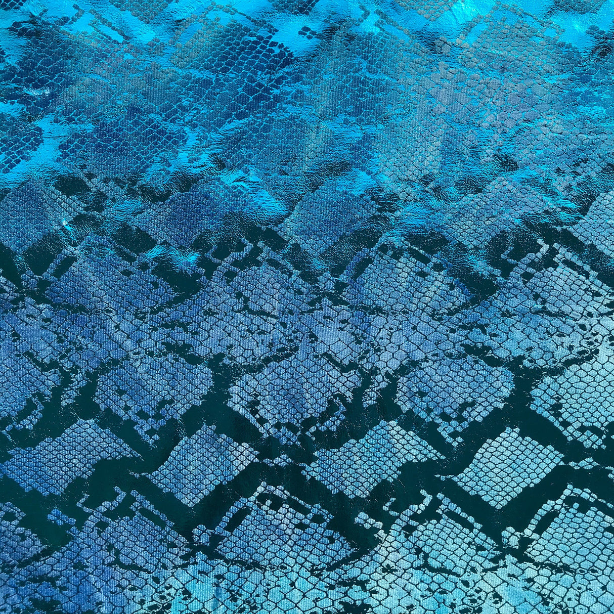 Jungle Cobra Polyester Spandex Velvet Fabric - Iridescent Foil Snake Skin Print, 55" Width (1 Yard)