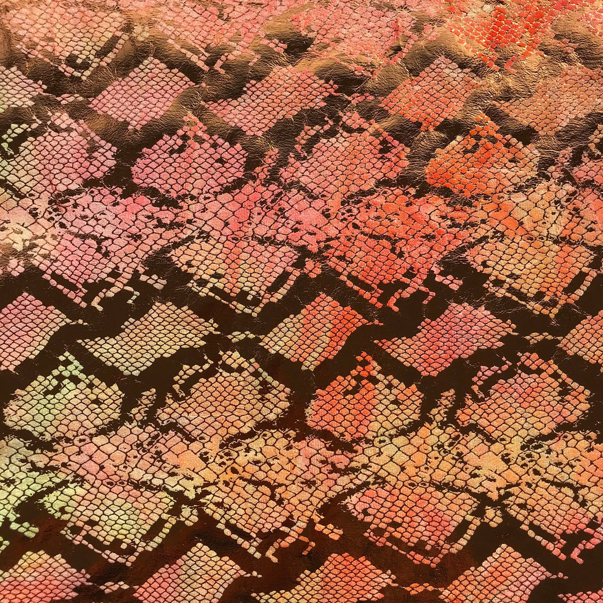 Jungle Cobra Polyester Spandex Velvet Fabric - Iridescent Foil Snake Skin Print, 55" Width (1 Yard)