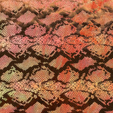 Jungle Cobra Polyester Spandex Velvet Fabric - Iridescent Foil Snake Skin Print, 55" Width (1 Yard)