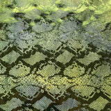Jungle Cobra Polyester Spandex Velvet Fabric - Iridescent Foil Snake Skin Print, 55" Width (1 Yard)