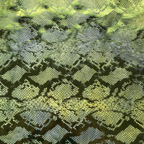 Jungle Cobra Polyester Spandex Velvet Fabric - Iridescent Foil Snake Skin Print, 55" Width (1 Yard)
