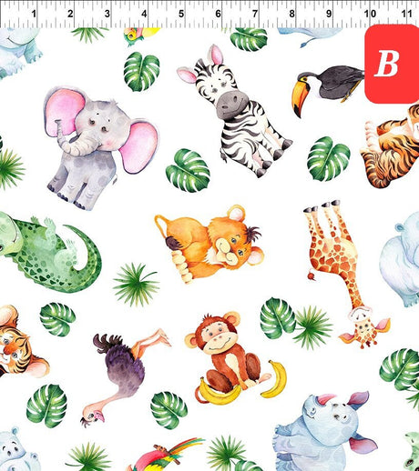 Quilting Cotton Jungle Friends Animals by Jason Yenter