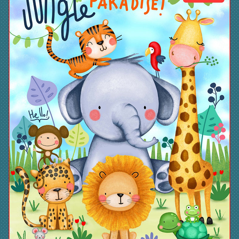 Fabric Jungle Paradise Jungle Animal Panel Michael Miller