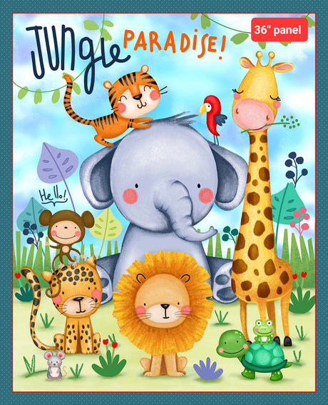 Fabric Jungle Paradise Jungle Animal Panel Michael Miller