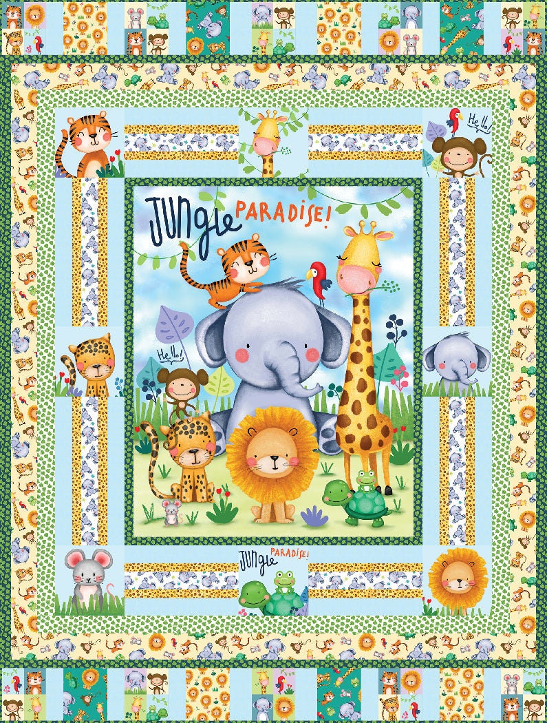 Fabric Jungle Paradise Jungle Animal Panel Michael Miller
