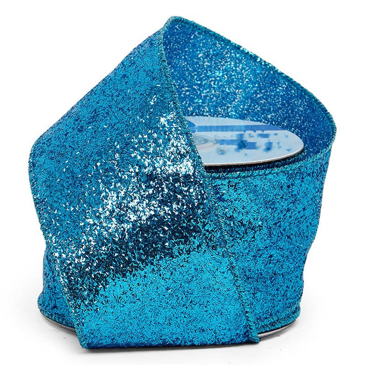 Grand Glitter Wired Fabric Ribbon 2 1/2 '' X 10 yd Turquoise Color 1 / roll