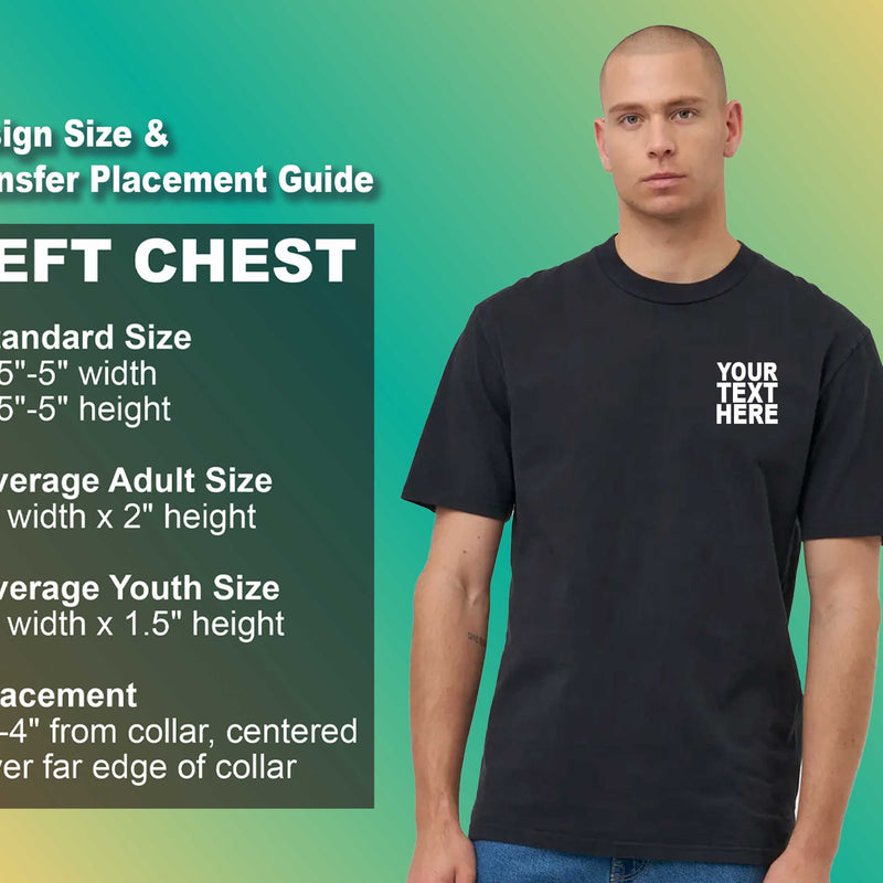 Branded Custom T Shirt Printing 12 Pack for Small Businesses (Left Chest - Black )