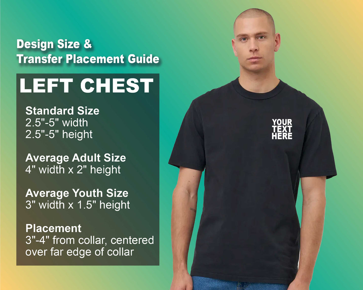 Branded Custom T Shirt Printing 12 Pack for Small Businesses (Left Chest - Black )