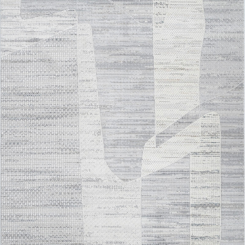 KAI 202 Polyester Rug - Cream High-Low Textured Geometric Design, Ivory, Bronze, Blue Grey Accents (1 Unit)
