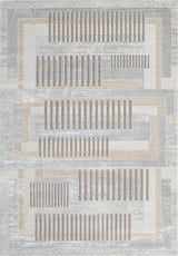 KAI 204 Polyester Fabric - Cream-Based Bronze, Ivory, Grey Geometric Detailing, 5' 3" x 7' 4", 7' 9" x 10' 9", 10' x 13' (3 Sizes)