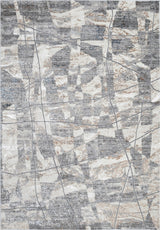 KAI 206 Polyester Fabric - Charcoal Abstract High-Low Texture, Cream And Bronze Accents (1 Rug Collection)